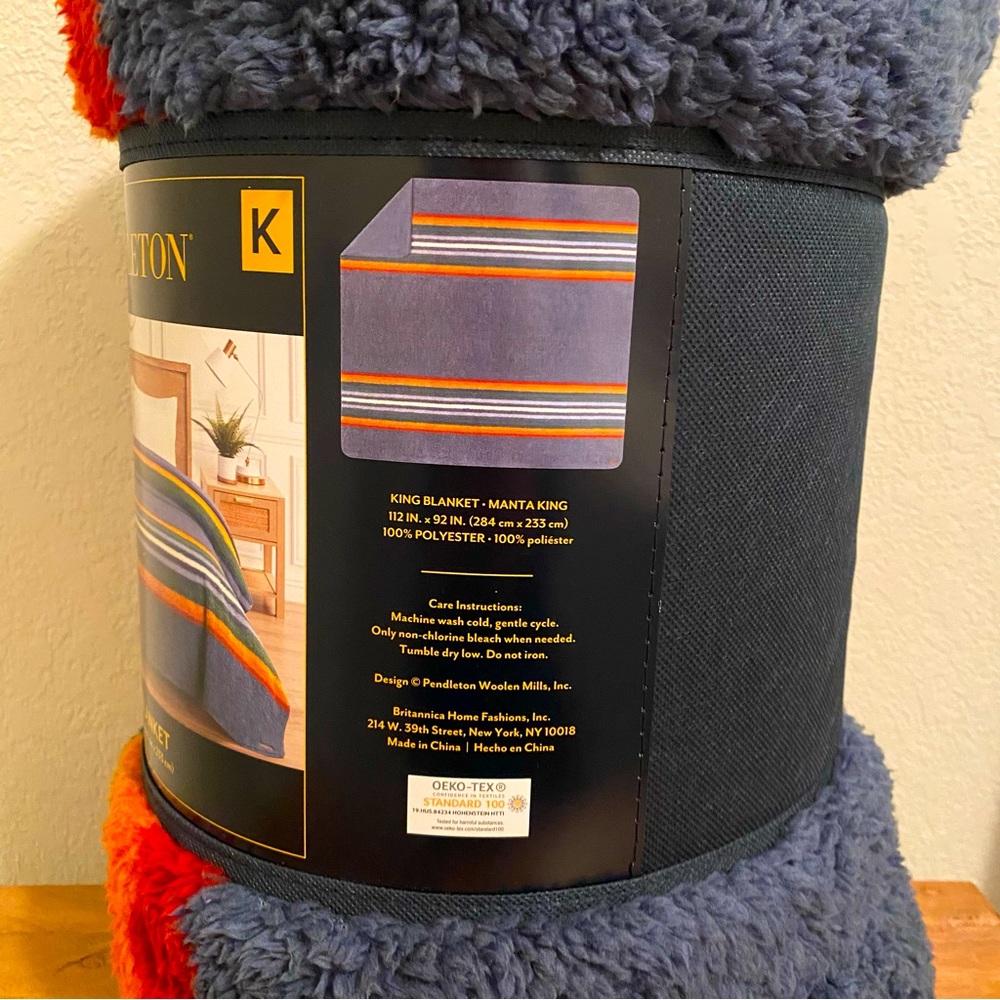Pendleton Serape Stripes Sherpa Fleece Blanket King Size NWT - Picture 4 of 9